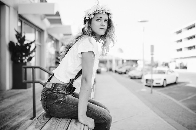 california inspired flower crown for senior pictures at asbury park by Kasey ivan Photography