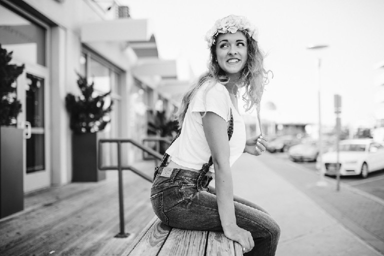 california inspired flower crown for senior pictures at asbury park by Kasey ivan Photography