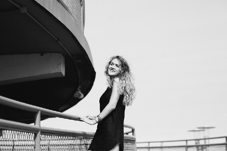rock and roll inspired sexy hair senior pictures at asbury park new jersey by Kasey Ivan Photography