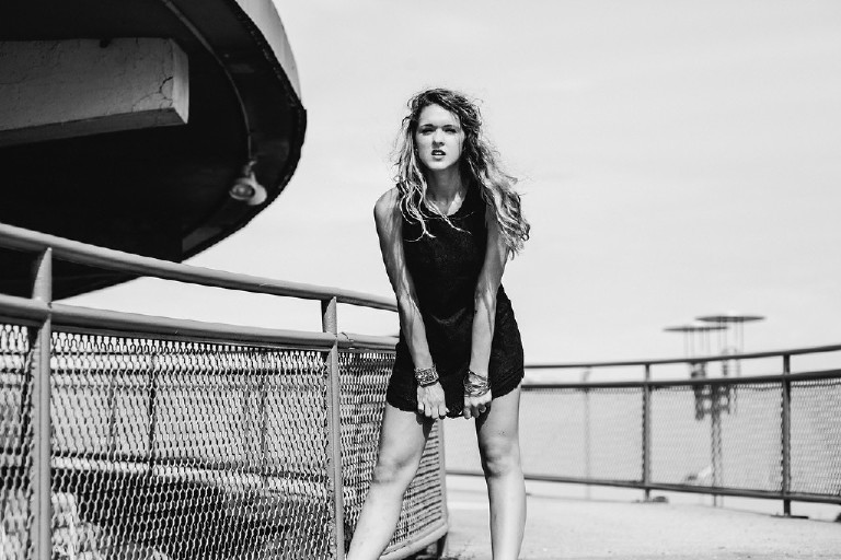 rock and roll inspired sexy hair senior pictures at jersey shore by Kasey Ivan Photography