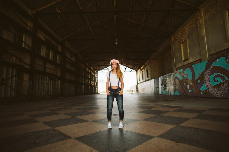 beautiful tile floor for senior photos in asbury park new jersey by Kasey Ivan Photography