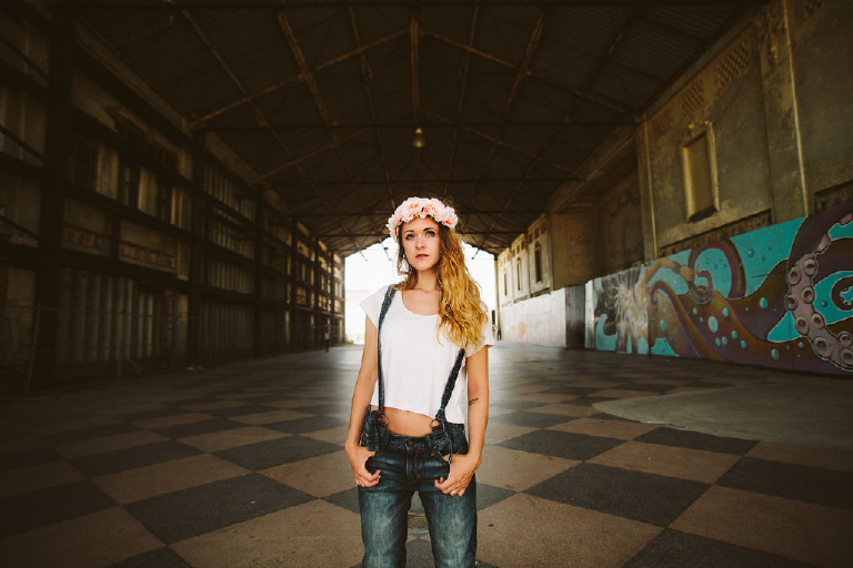 beautiful tile floor for senior photos in asbury park new jersey by Kasey Ivan Photography