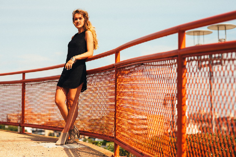 rock and roll inspired sexy hair senior pictures at asbury park new jersey by Kasey Ivan Photography