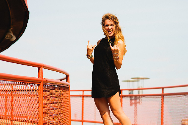 rock and roll inspired sexy hair senior pictures at asbury park new jersey by Kasey Ivan Photography