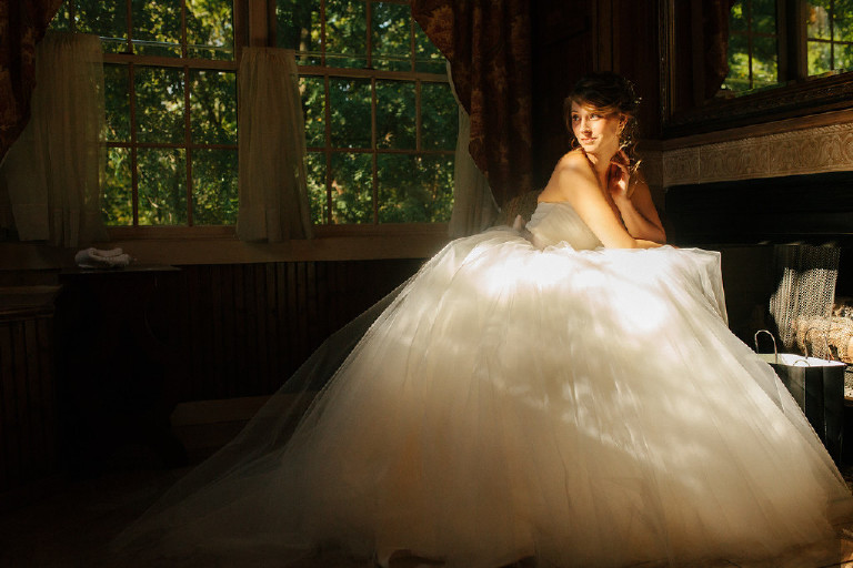 big poofy white wedding dress at Chimney Hill Estate wedding in Lambertville NJ