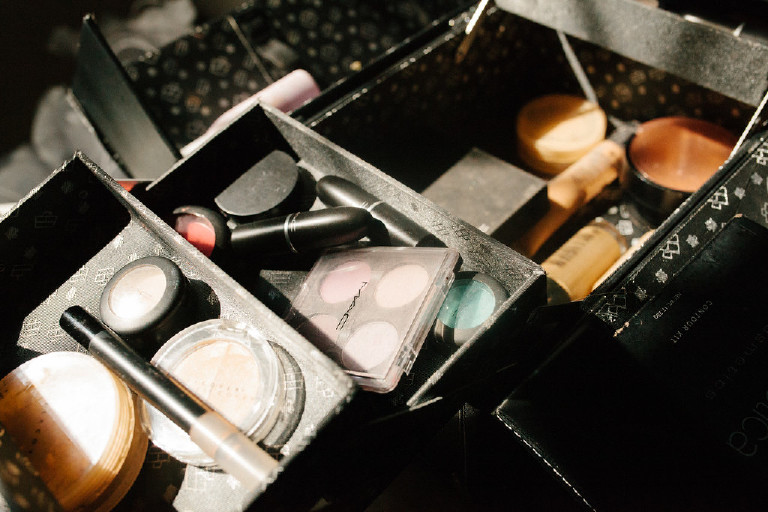 makeup artist box at Chimney Hill Estate wedding in Lambertville