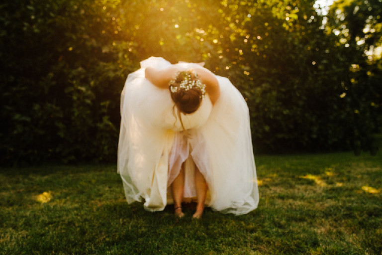 purposefully out of focus image of bride at Chimney Hill Estate wedding in Lambertville NJ