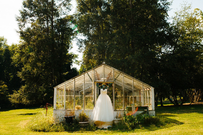 wedding dress at Chimney Hill Estate wedding in Lambertville