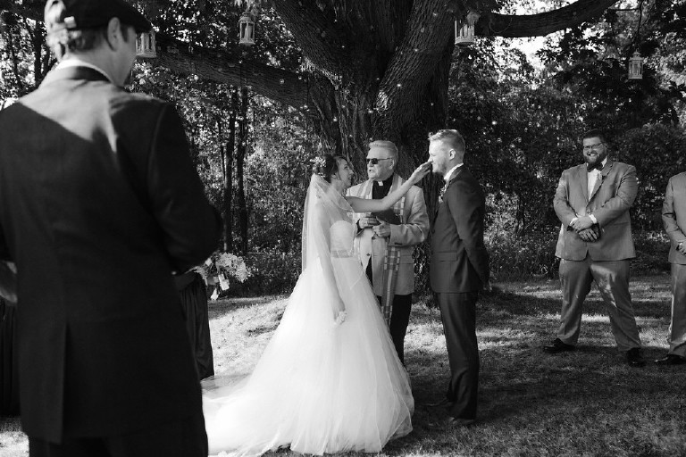 black and white nature photo at Chimney Hill Estate wedding ceremony in Lambertville NJ