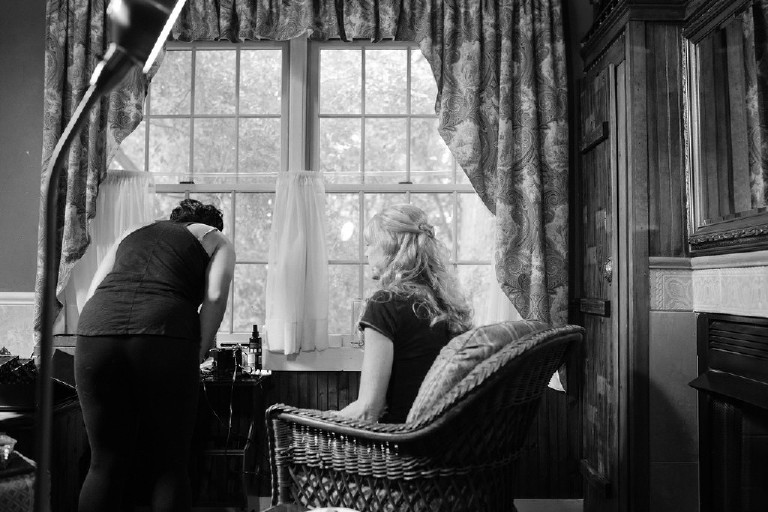 mother of the bride getting ready at Chimney Hill Estate wedding in Lambertville