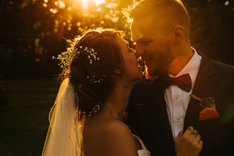 artistic and unique sunset wedding photograph at Chimney Hill Estate wedding in Lambertville by Kasey Ivan Photography