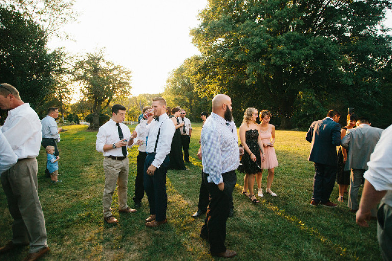 guests talk at Chimney Hill Estate wedding reception in Lambertville by Kasey Ivan Photography