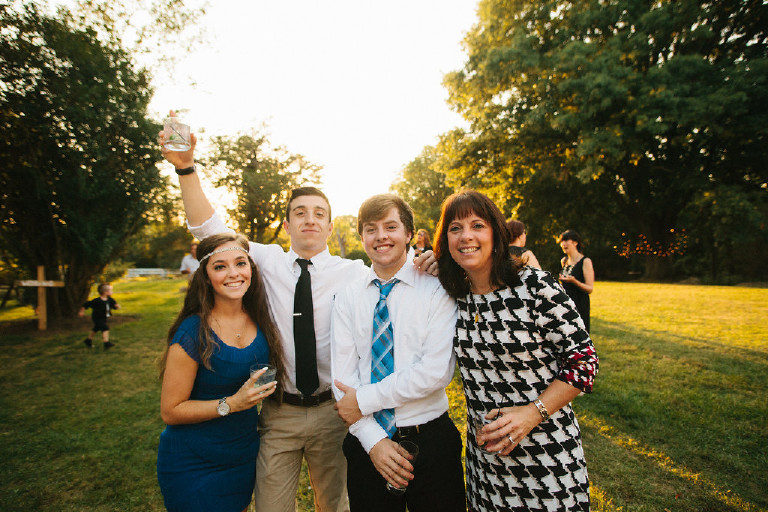 guests smiling at Chimney Hill Estate wedding reception in Lambertville by Kasey Ivan Photography