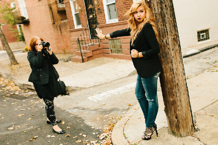 paparazzi photo fashion in downtown Philadelphia for senior photos by Kasey Ivan Photography