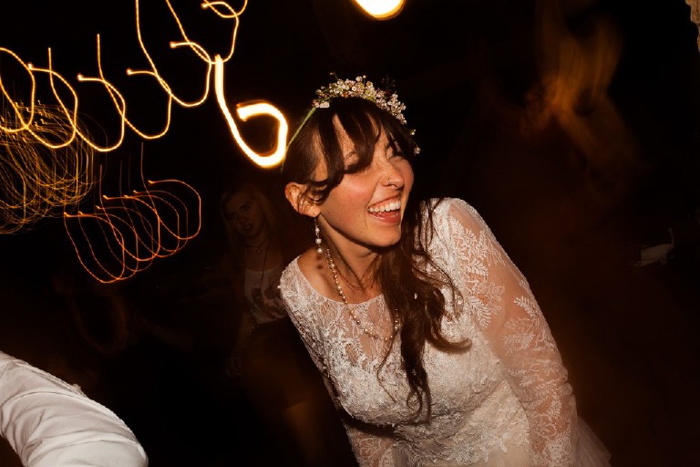 dancing light trails at wedding reception in poconos by Kasey Ivan Photography