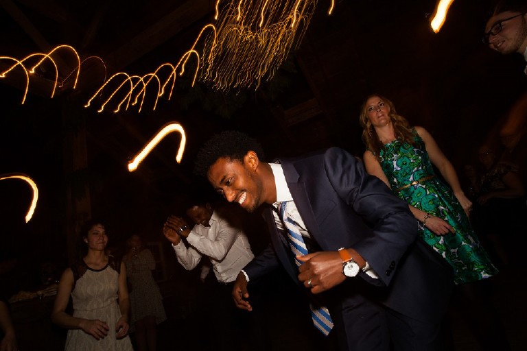 dancing light trails at wedding reception in poconos by Kasey Ivan Photography