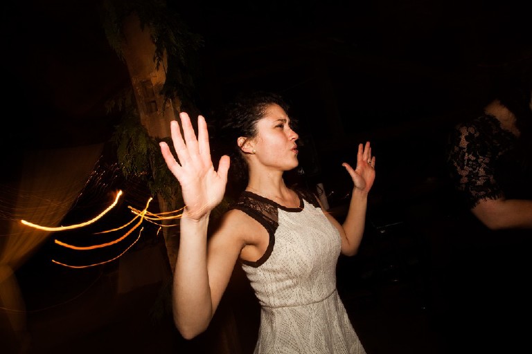 dancing light trails at wedding reception in poconos by Kasey Ivan Photography