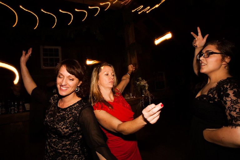 dancing light trails at wedding reception in poconos by Kasey Ivan Photography