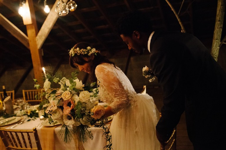 natural rustic barn wedding reception at Windy Hollow Farm in the poconos by Kasey Ivan Photography