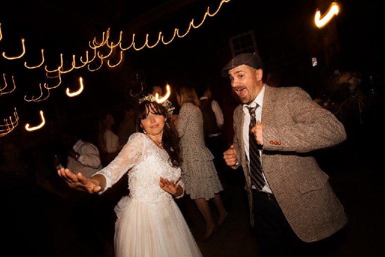 dancing light trails at wedding reception in poconos by Kasey Ivan Photography