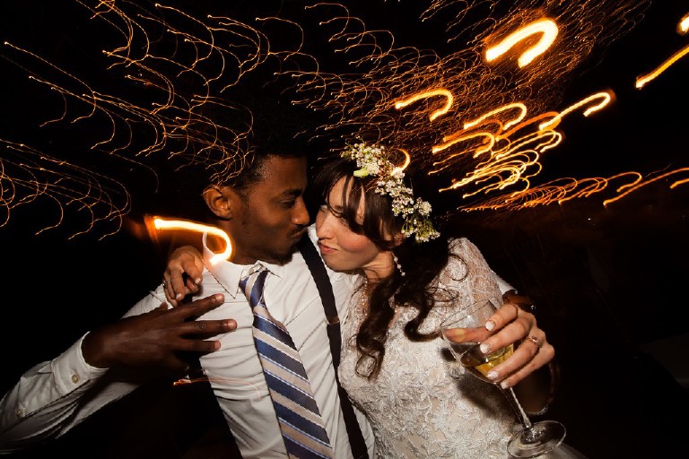 dancing light trails at wedding reception in poconos by Kasey Ivan Photography