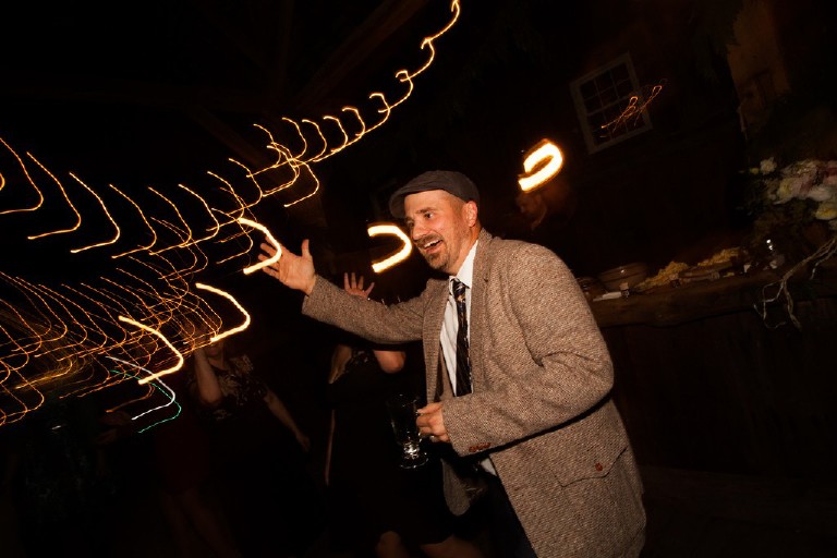 dancing light trails at wedding reception in poconos by Kasey Ivan Photography