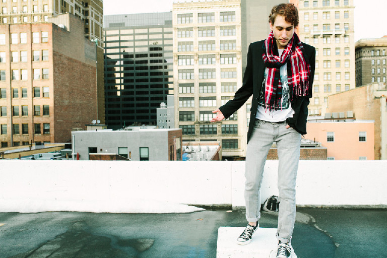 GQ fashion editorial portraits on top of Philadelphia parking garage by Kasey Ivan Photography
