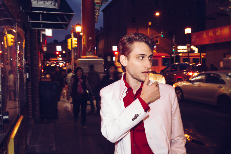 male model in Chinatown for GQ fashion editorial in Philadelphia by Kasey Ivan Photography