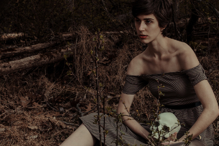 Nicole Ruzicka wearing a crown of thorns at Goat Hill Overlook outside Lambertville New Jersey by Portrait and Fine Art Photographer Kasey Ivan