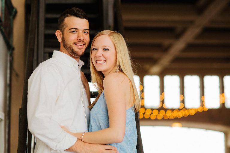 Classic couples engagement pose of Jenna and Ryan at their engagement shoot on the Jersey Shore