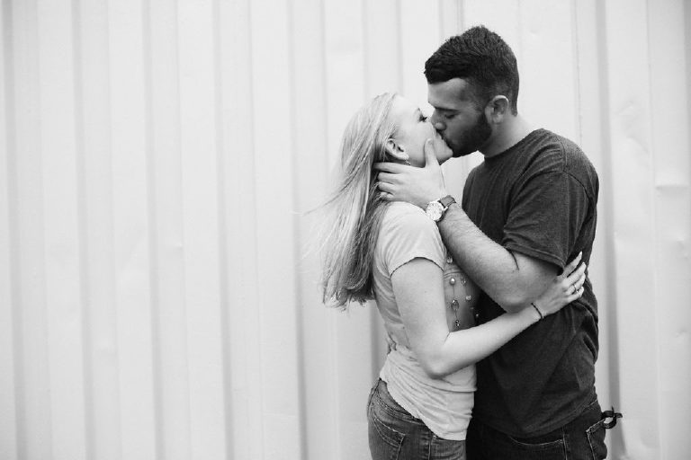 Black and white passionate kiss by Ryan and Jenna on the Jersey Shore boardwalk