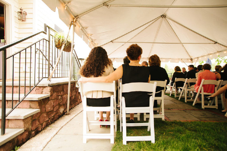 couple sits as guests at same sex wedding in New Hope PA