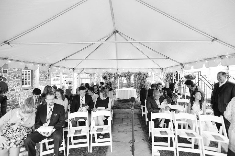 photo of all guests in their seats at an intimate ceremony for LGBT wedding at 1740 House