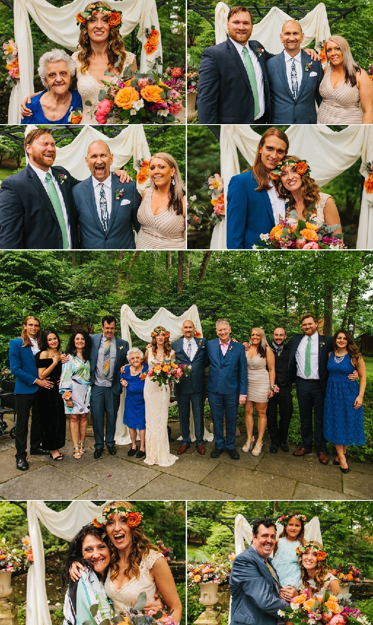 Collage of Family and Friends formal wedding photographs after a ceremony outside Black Bass Hotel