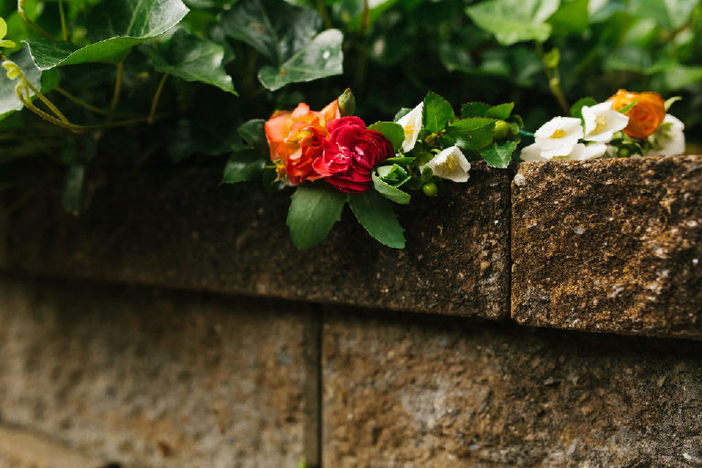 beautiful and delicate flower crown created for summer wedding by Lauren Kiernan of Flora in Lambertville NJ