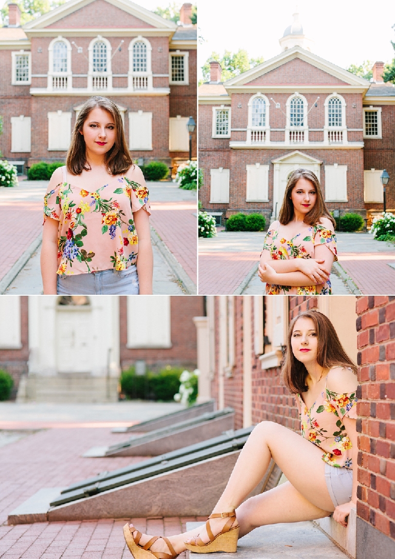 collage of senior photos outside old city philadelphia building by Kasey Ivan Photography