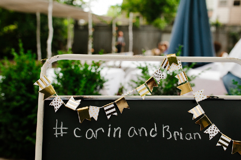 Picture of a chalk board sign at a wedding at Hamiltons Grill Room Lambertville