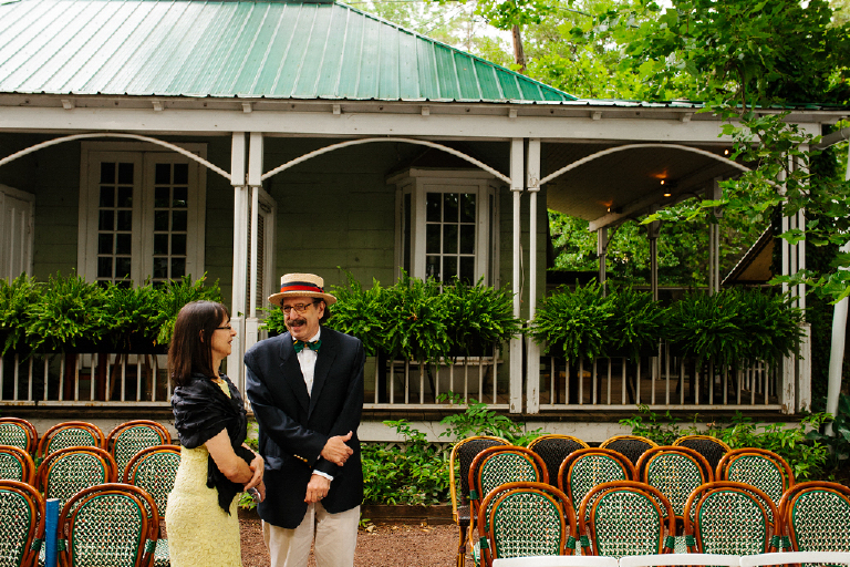 Picture of parents standing and waiting for the wedding at Hamiltons Grill Room Lambertville
