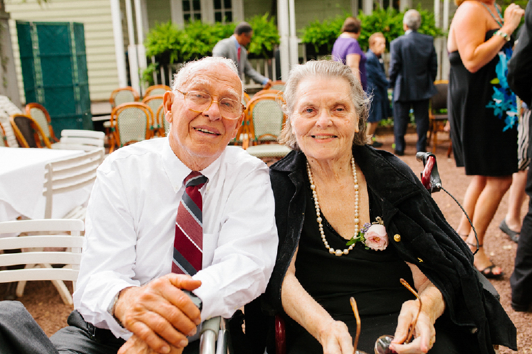 Grandparents sit at table after a wedding ceremony Hamilton's Grillroom Lambertville New Hope