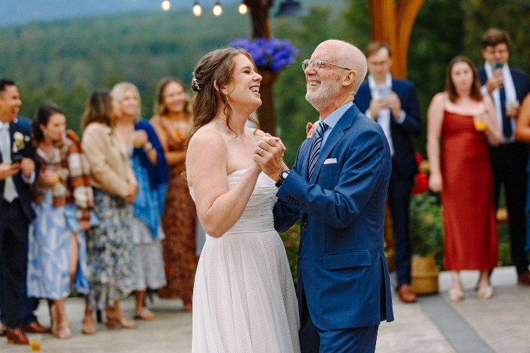 Father daughter dance at a fall wedding at the Tarry A While Resort in Bridgton Maine by Kasey Ivan Photography