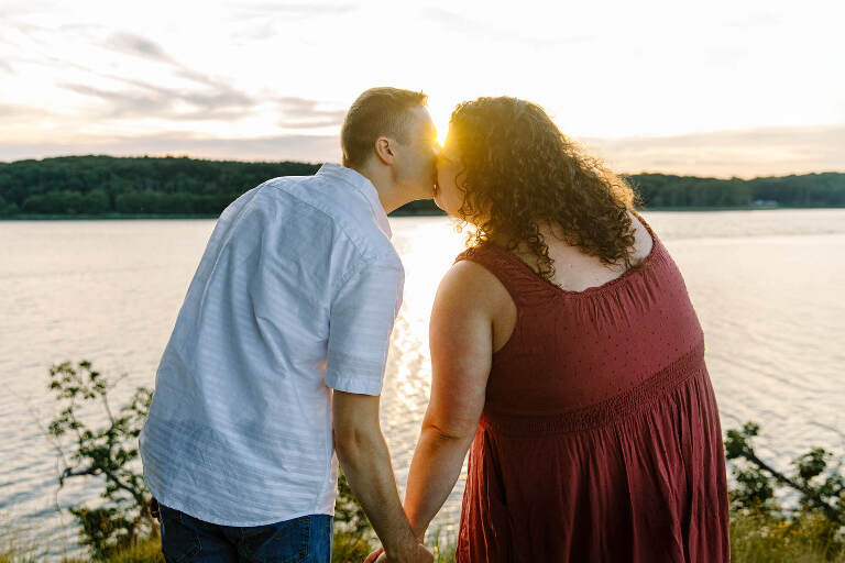 sunset engagement photo in Falmouth Maine