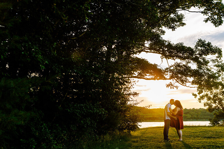 sunset engagement photo in Falmouth Maine